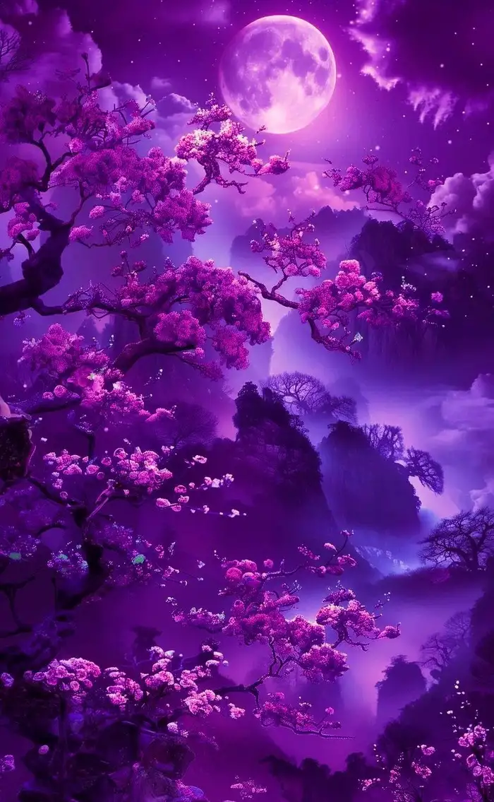 ảnh anime màu tím ban đêm