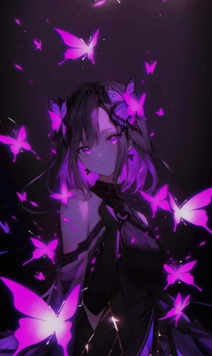 ảnh anime màu tím con bướm