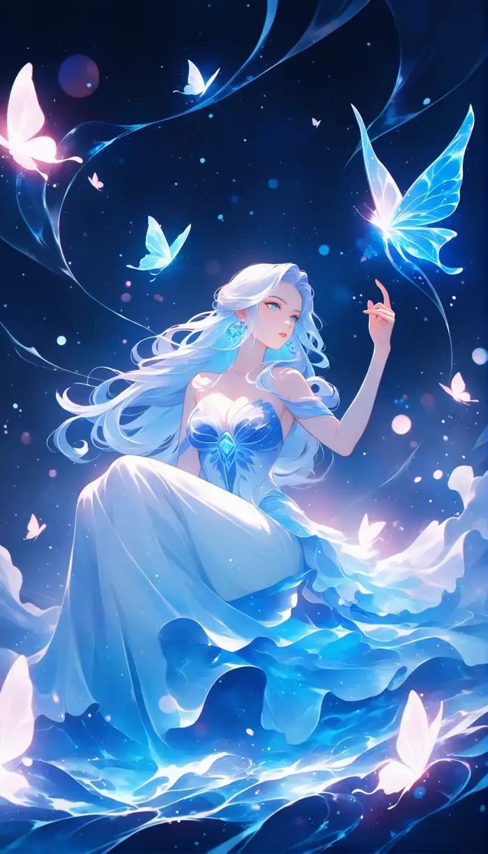 ảnh anime màu xanh dương 3d