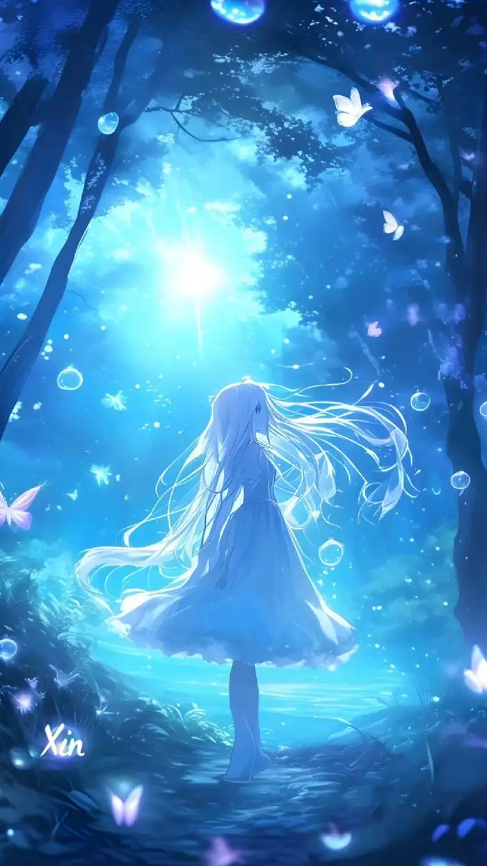 ảnh anime màu xanh dương cô đơn