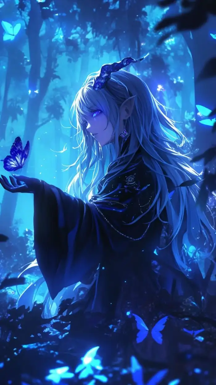 ảnh anime màu xanh dương nữ dẹp