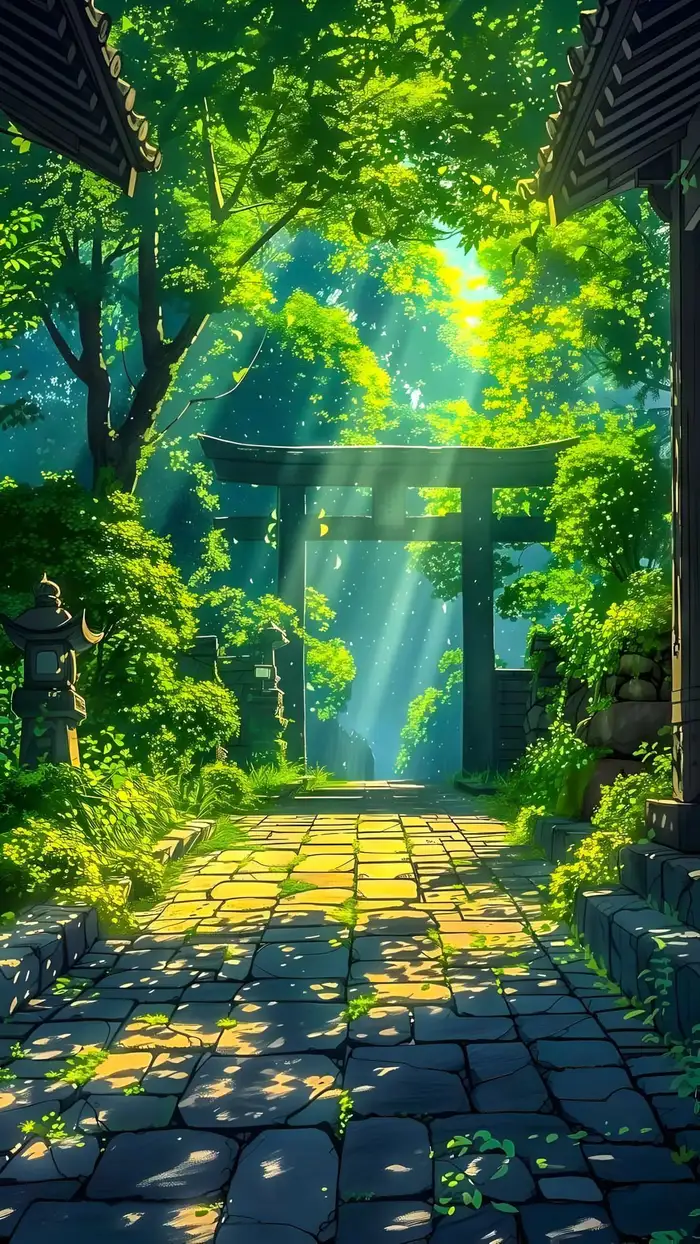 ảnh anime màu xanh lá cây hd