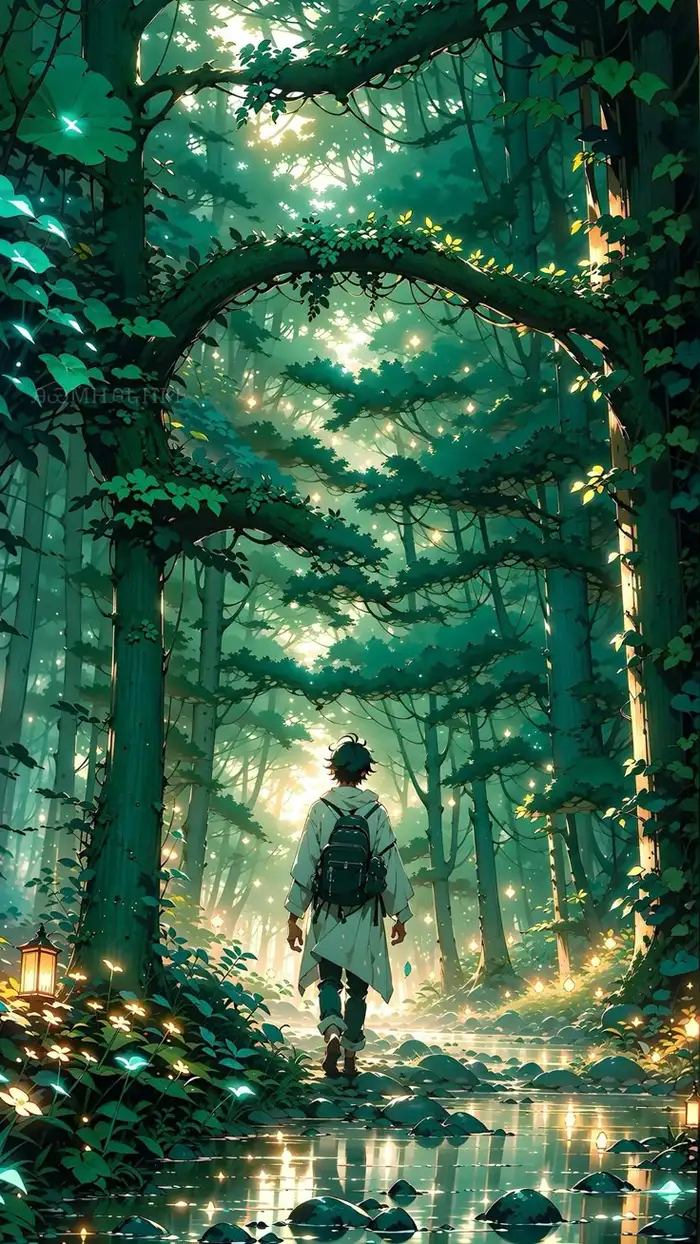 ảnh anime màu xanh lá cây siêu đẹp