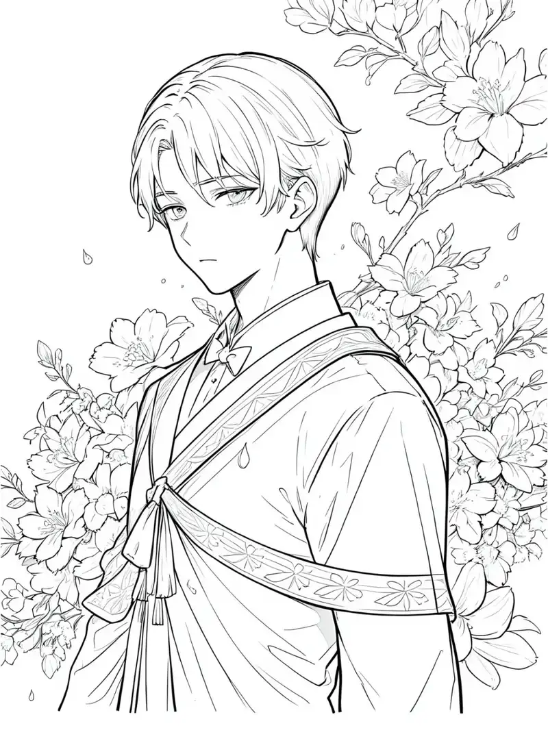 ảnh anime nam chưa tô màu