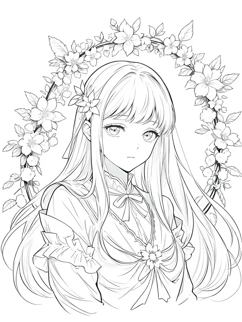 ảnh tô màu anime nữ