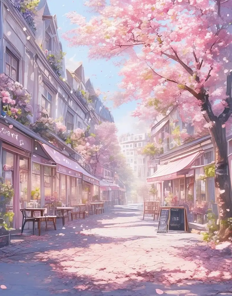 anime phong cảnh hoa anh đào đêm