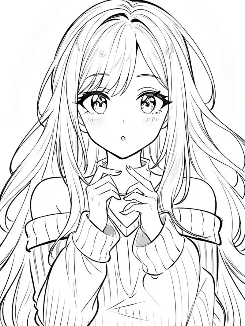 hình ảnh anime cute tô màu