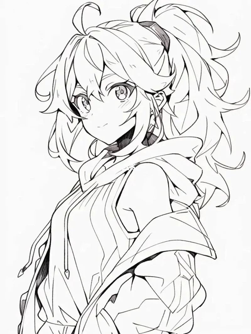 hình ảnh anime nữ ngầu tô màu