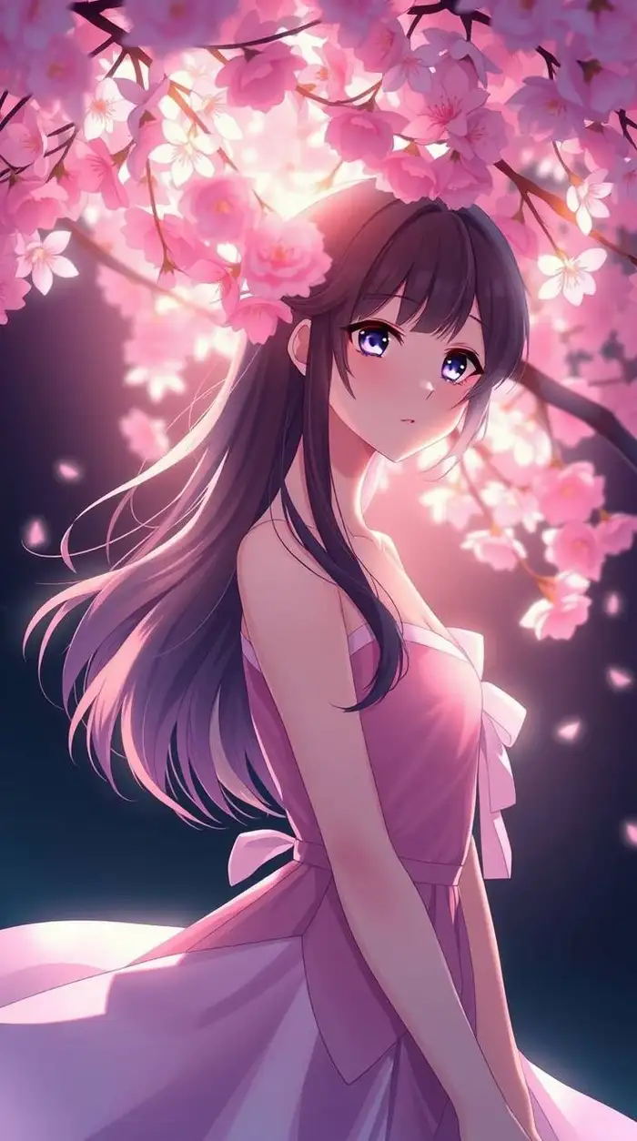 hình ảnh hoa anh đào anime nữ