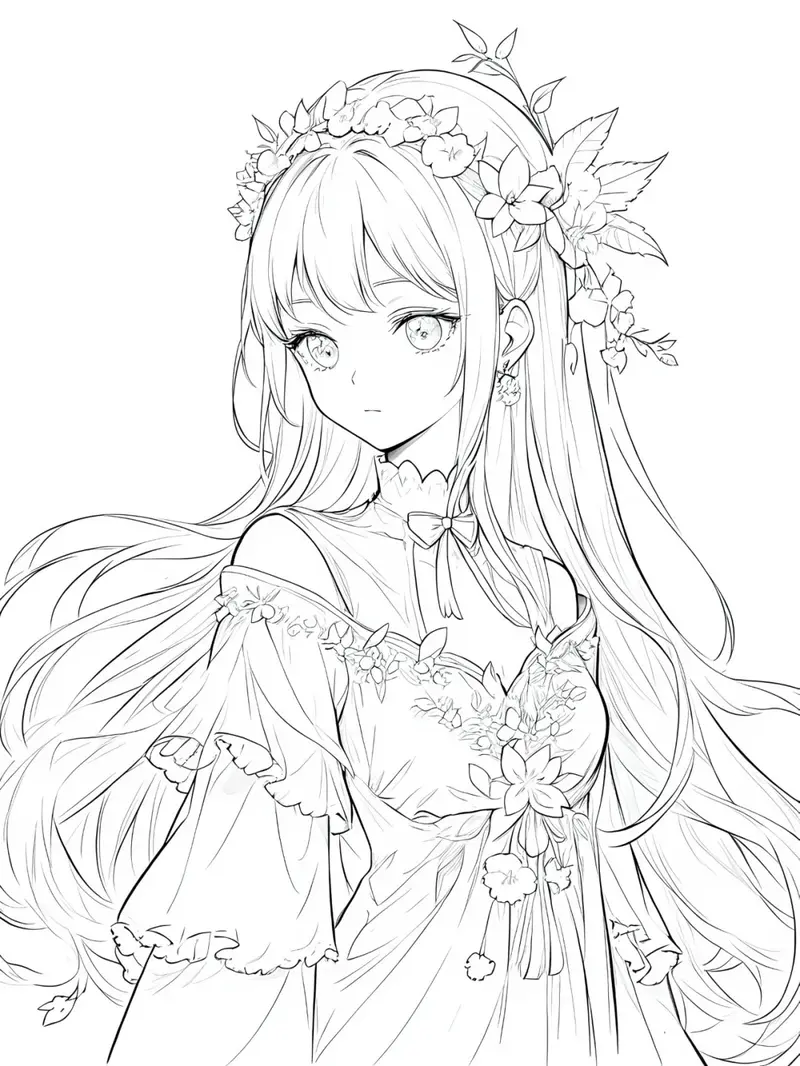 hình anime nữ tô màu