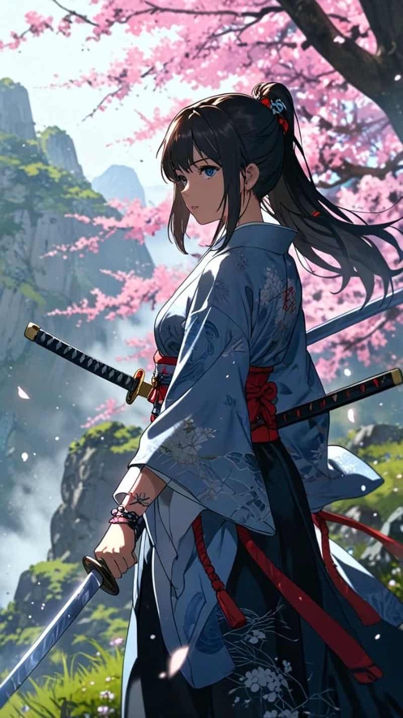 anime gái xinh ngầu cầm kiếm
