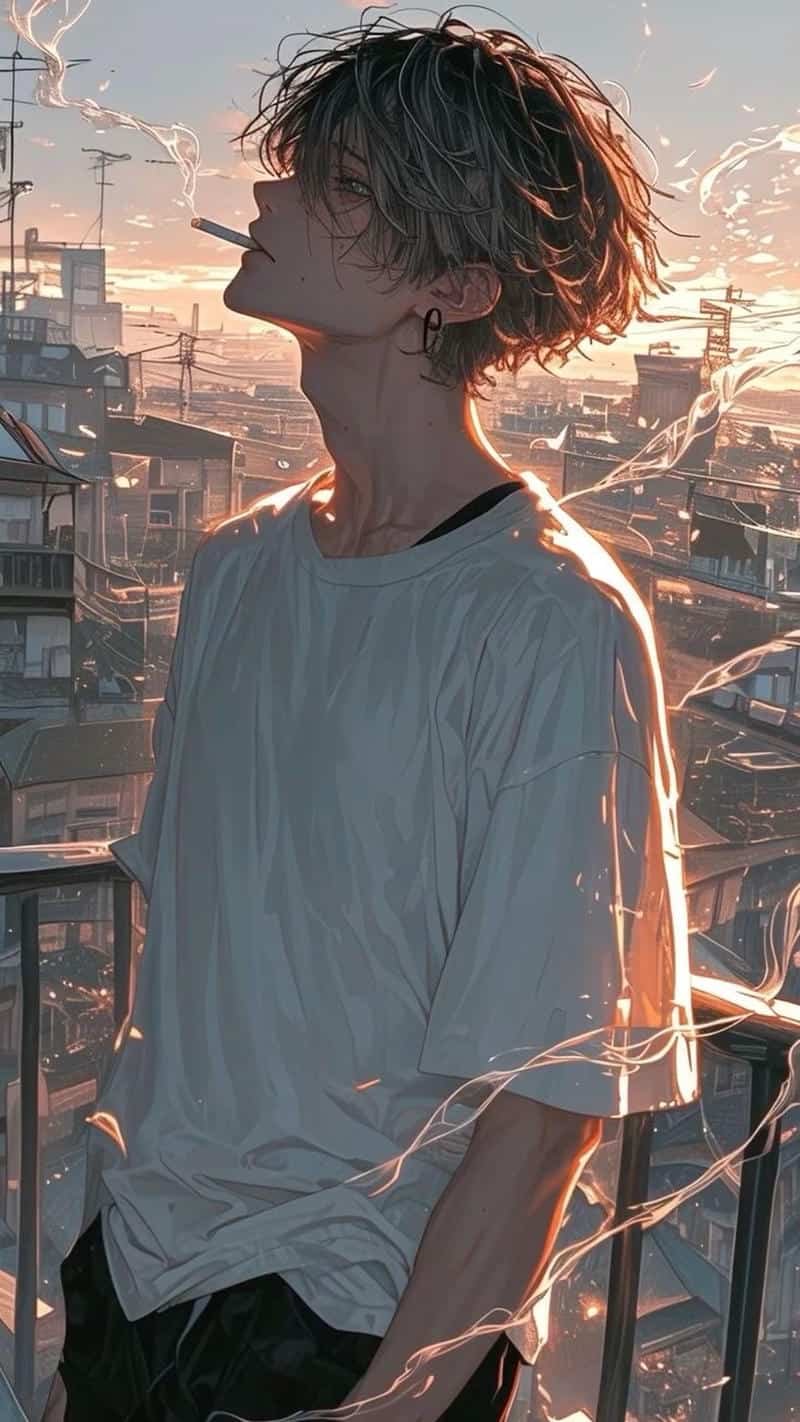 anime nam buồn nền