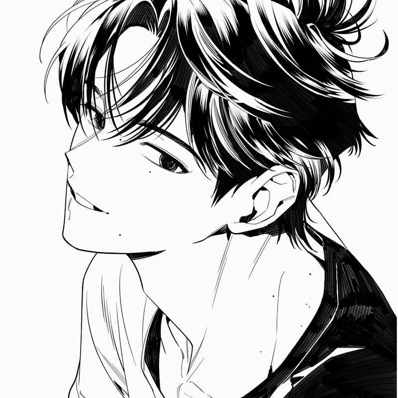 anime nam trắng đen ảnh nền