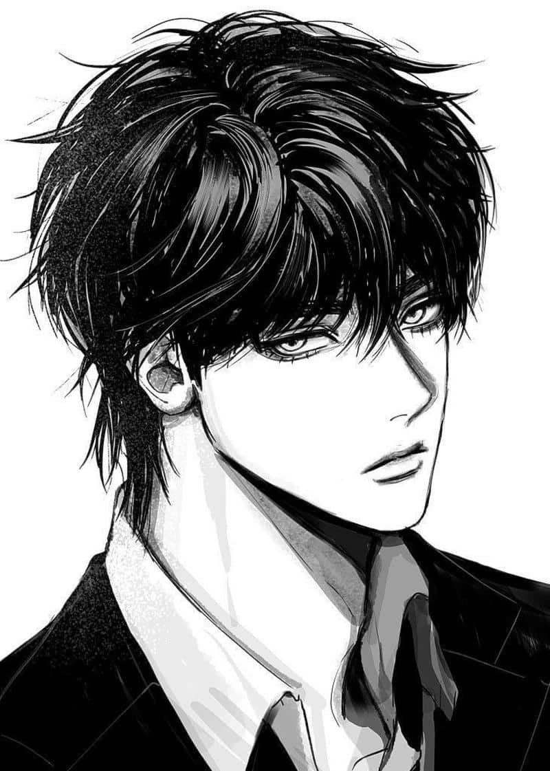 anime nam trắng đen ngầu hình