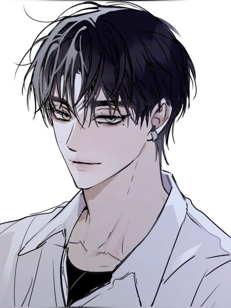 anime nam trắng đen vẽ ảnh