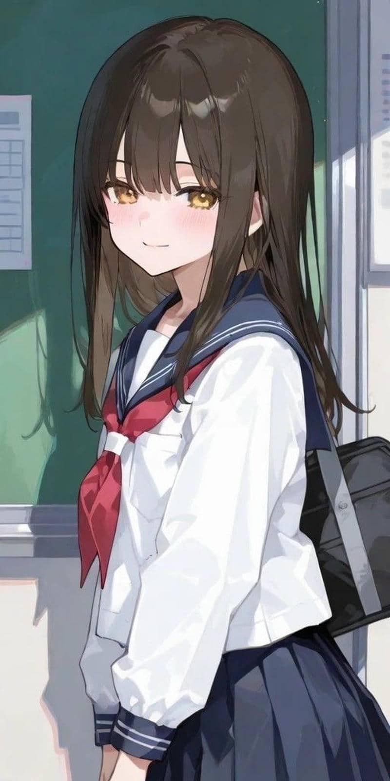 anime nữ học sinh cute vẽ