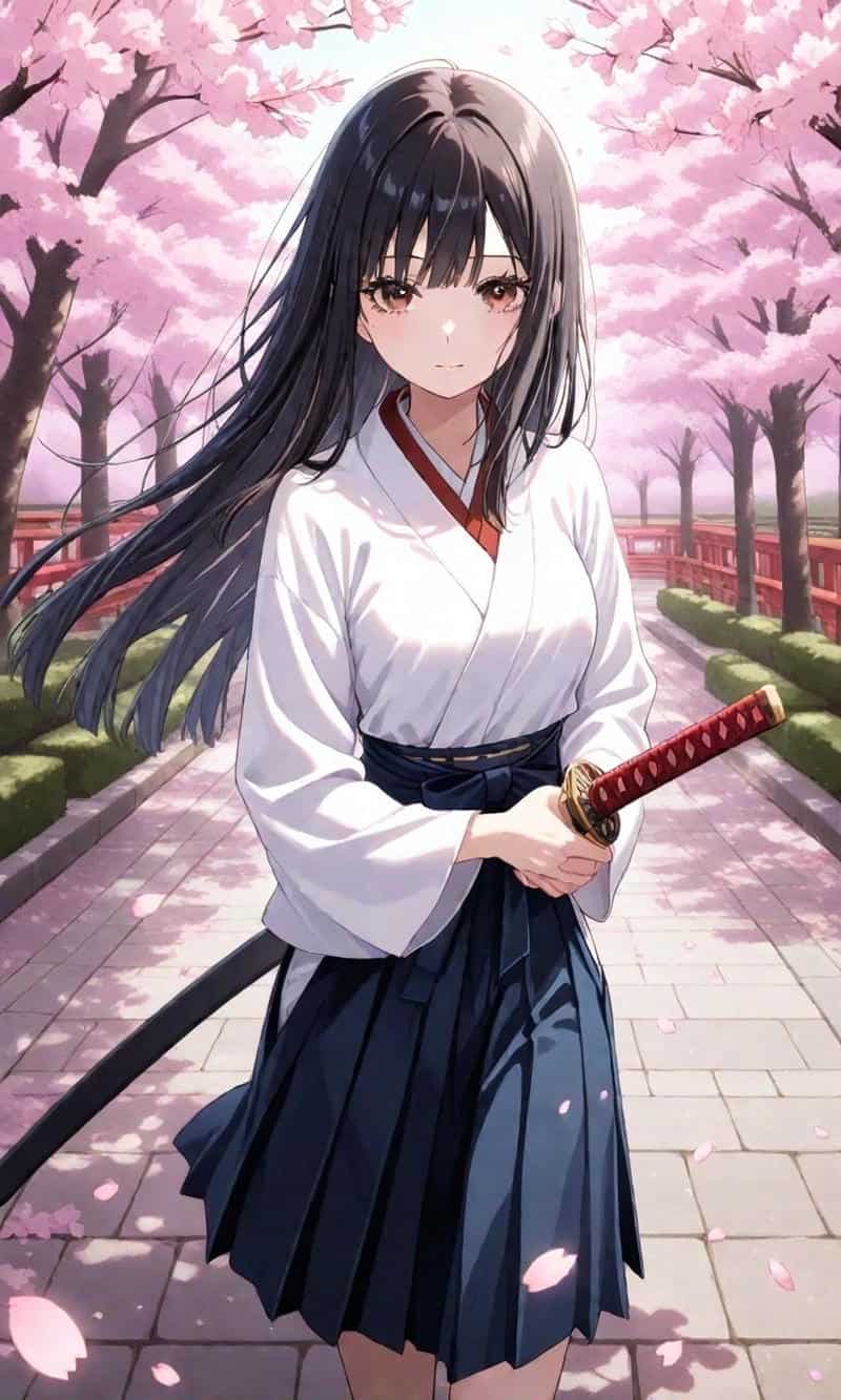 hình anime nữ cầm kiếm