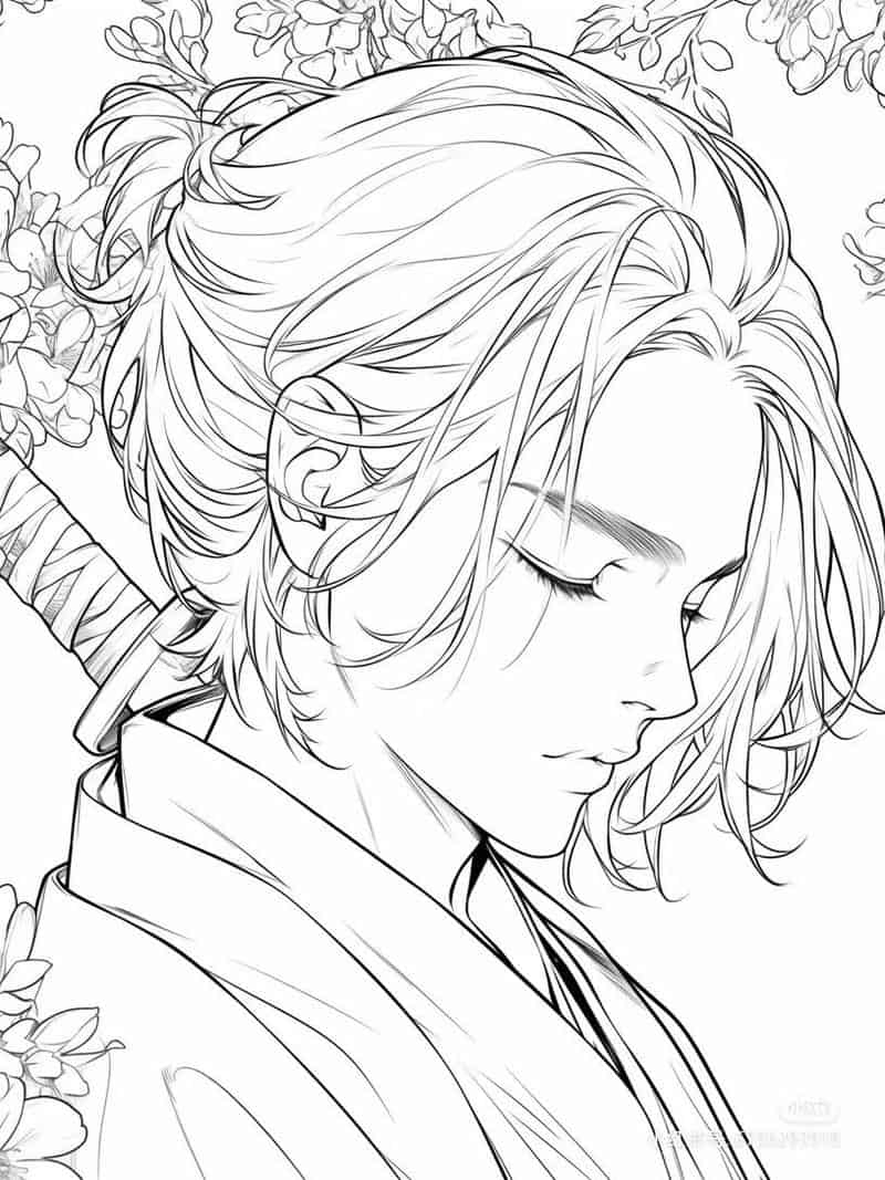 tranh vẽ anime nam chì đẹp
