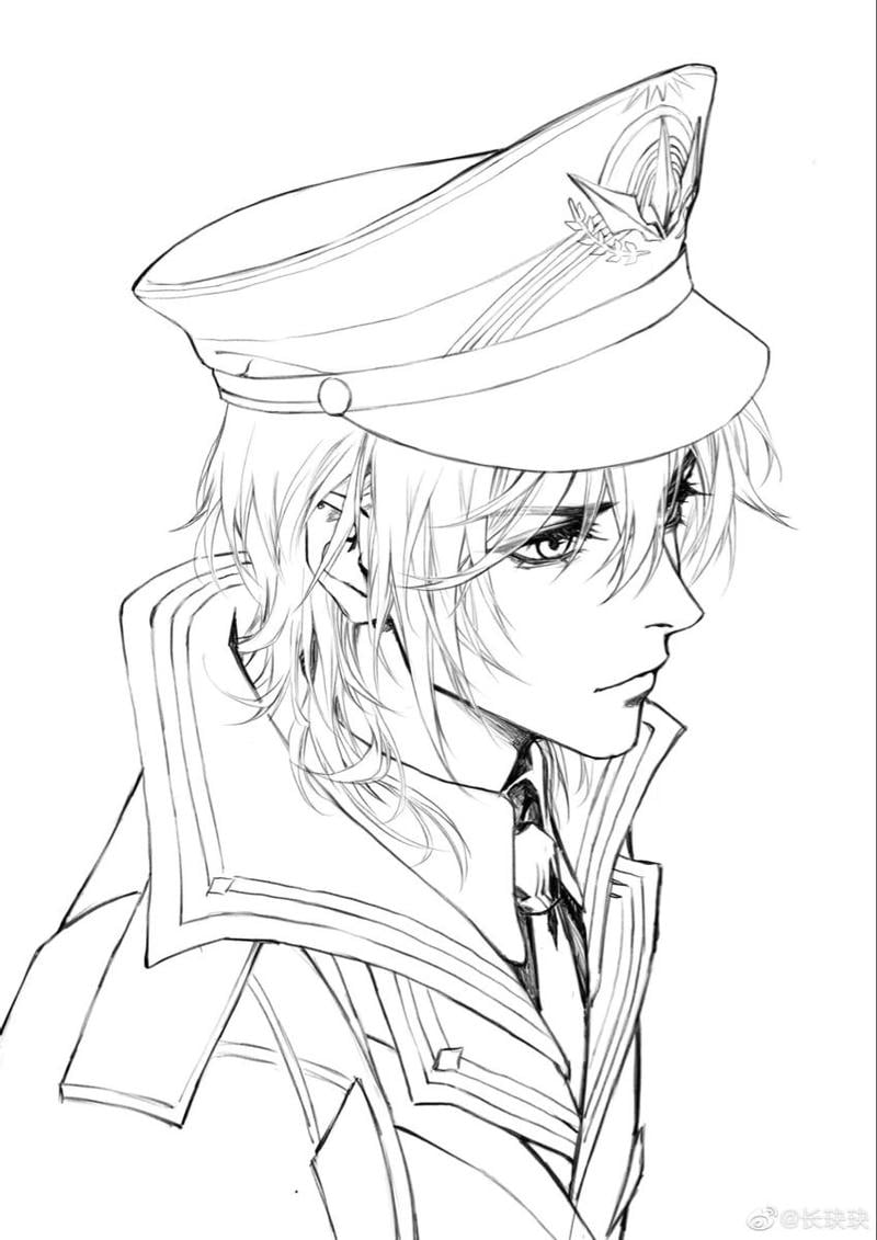 tranh vẽ anime nam chì ngầu
