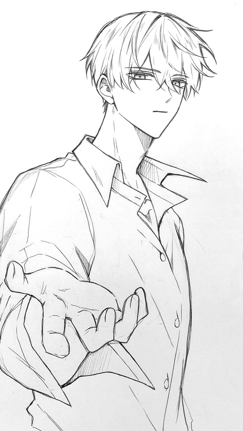 tranh vẽ anime nam chì