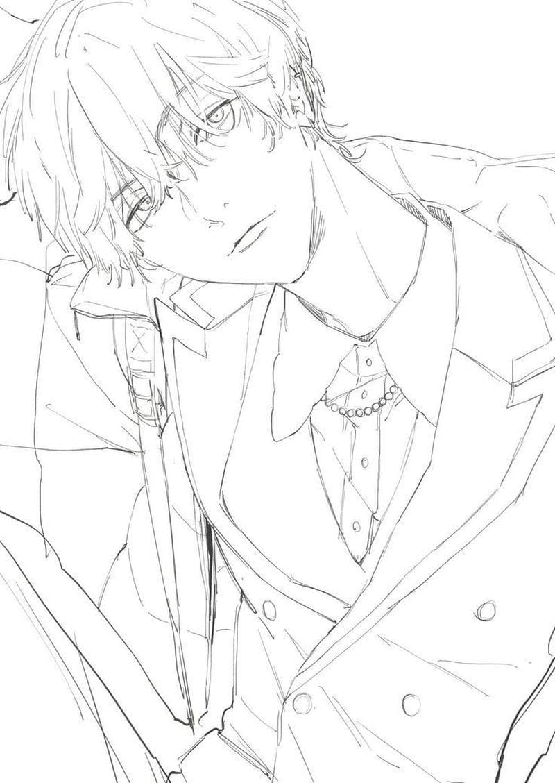 tranh vẽ anime nam đẹp chì