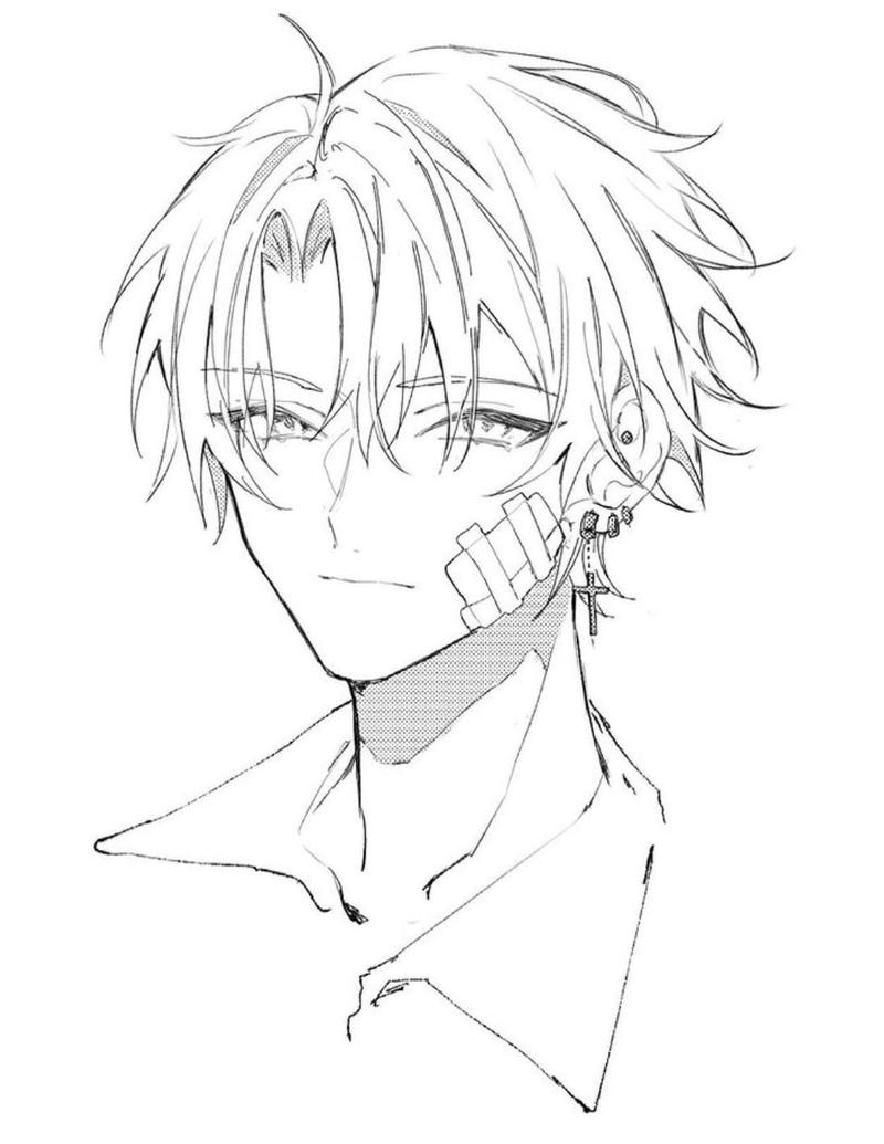 tranh vẽ anime nam đẹp ngầu