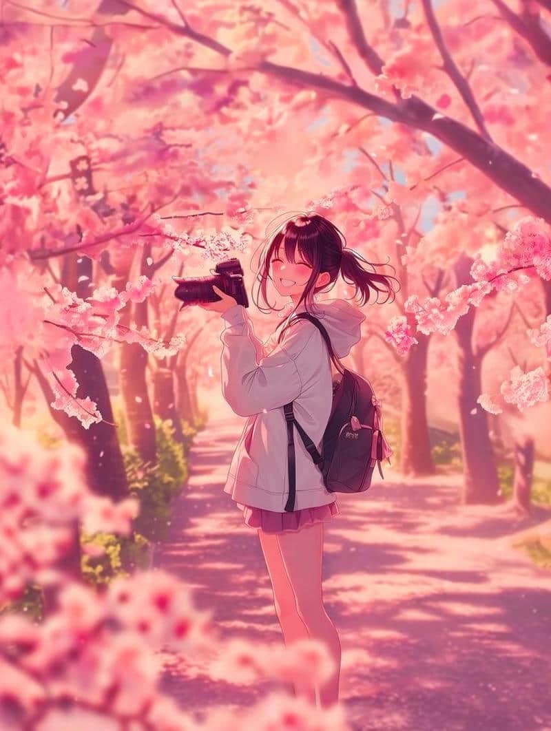 ảnh anime chill hồng