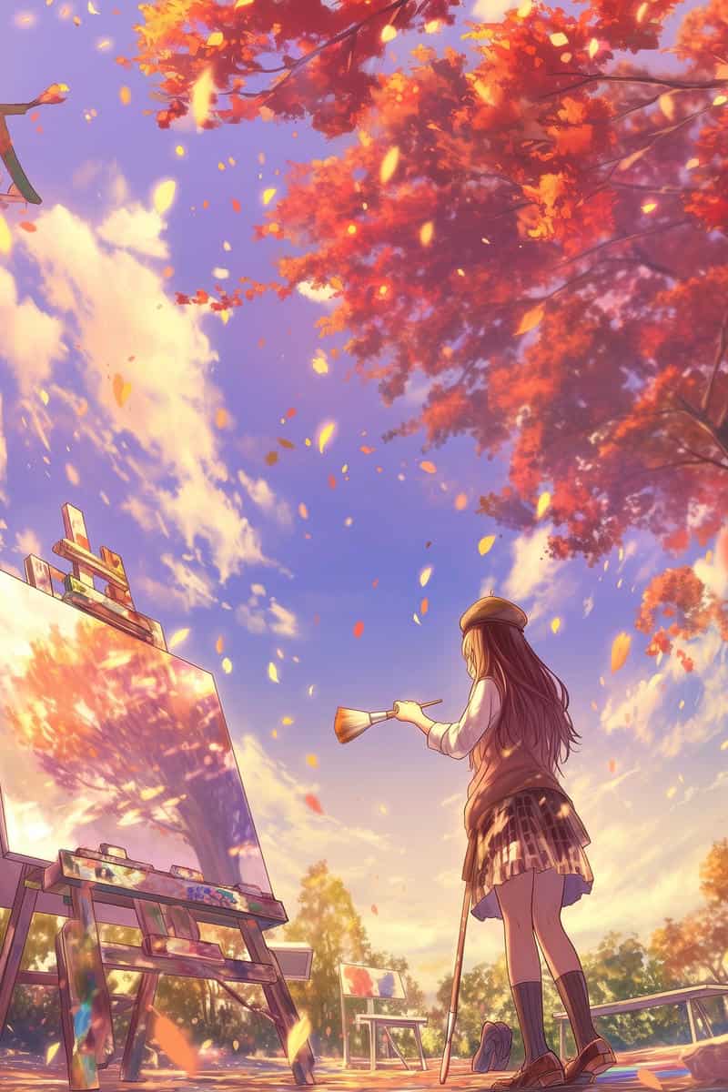 ảnh anime chill vẽ tranh