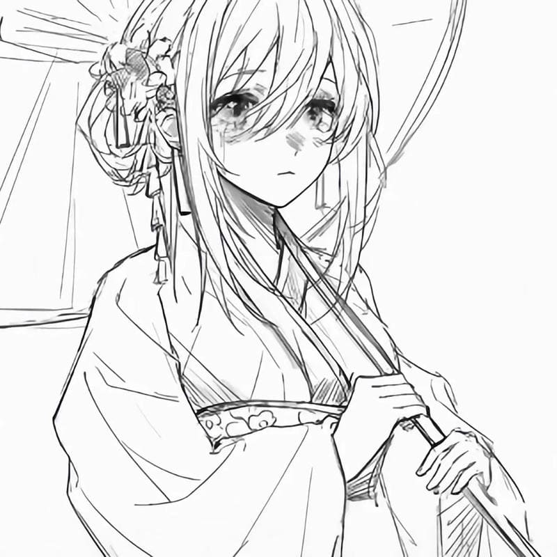 ảnh anime không màu gái xinh