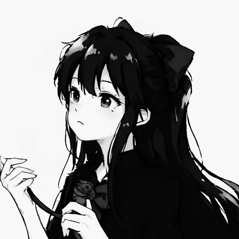 ảnh anime trắng đen cưng