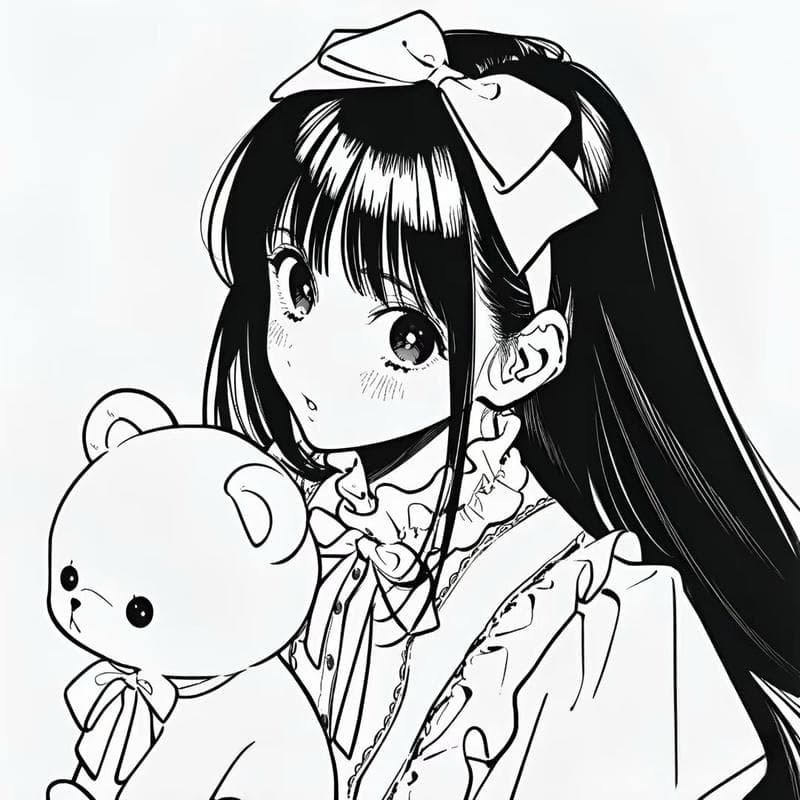 ảnh anime trắng đen đáng yêu