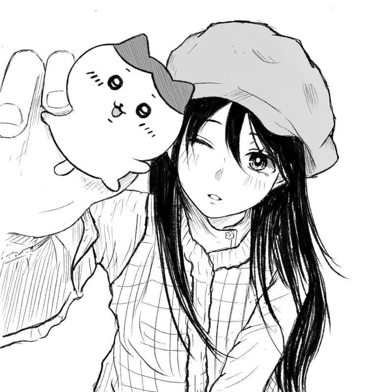 ảnh anime trắng đen iu