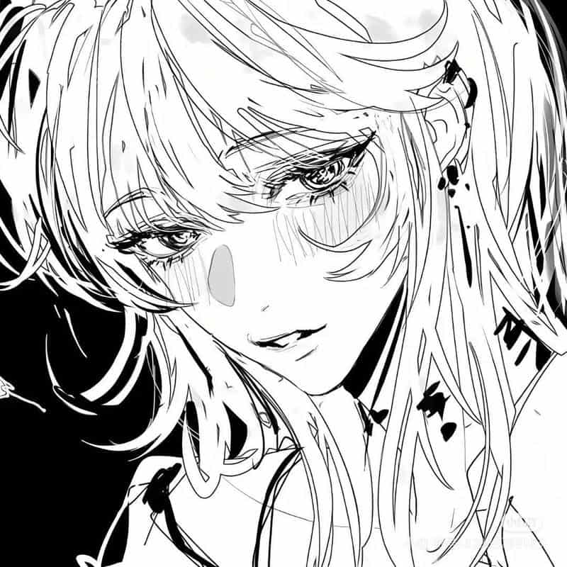 ảnh anime trắng đen nữ