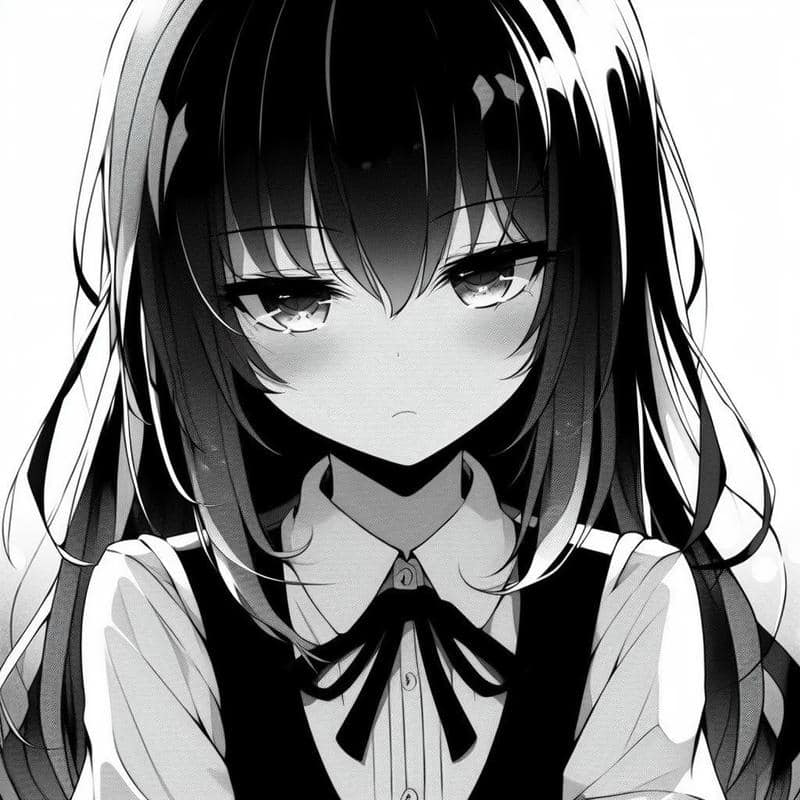 ảnh anime trắng đen xinh đẹp
