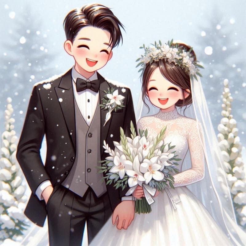 ảnh cô dâu chú rể anime chibi