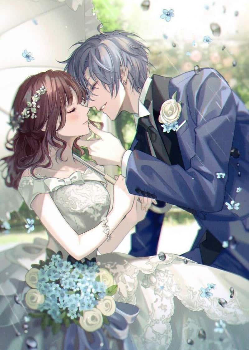 ảnh cô dâu chú rể anime hôn