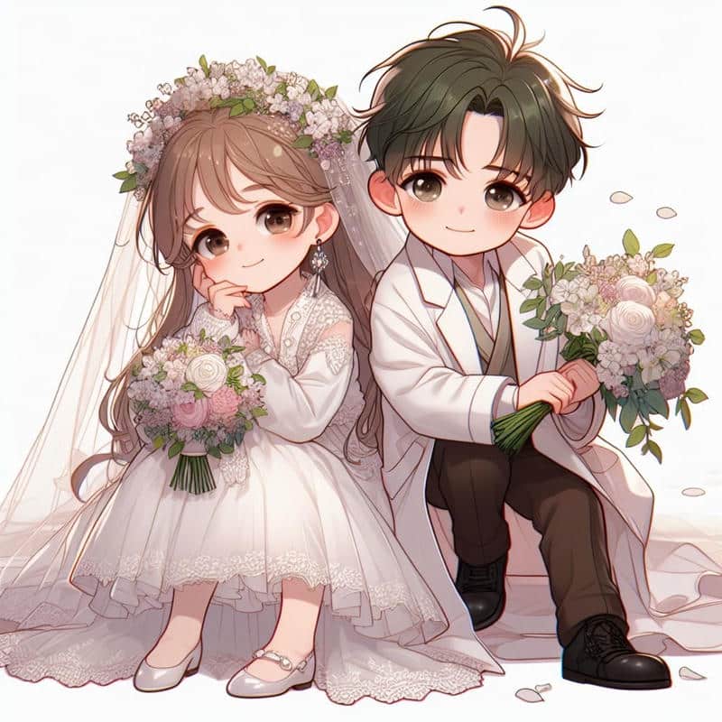 ảnh cưới anime chibi cute