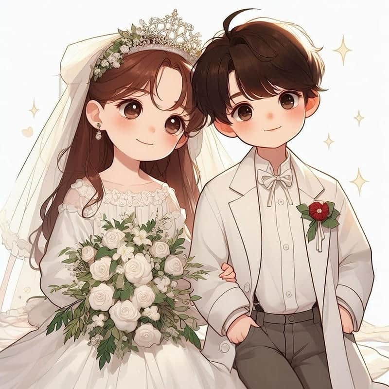 ảnh cưới anime chibi