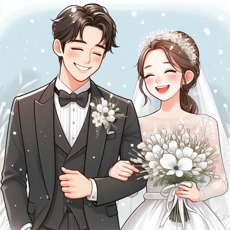 ảnh cưới anime cười