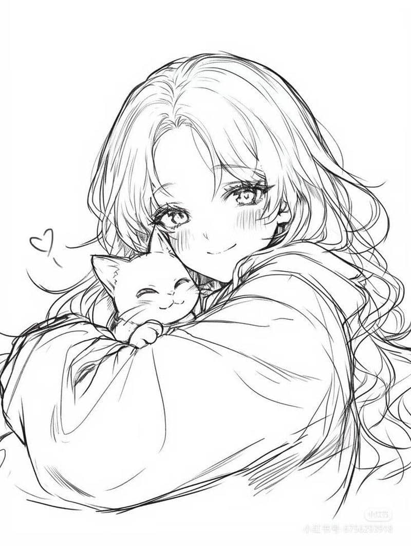 ảnh tô màu anime cute xinh