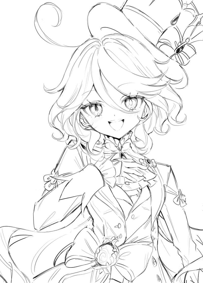 ảnh tô màu anime cutee