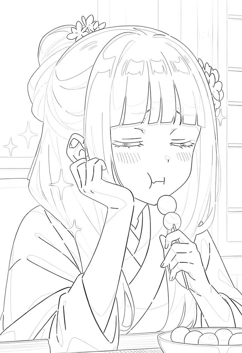 ảnh tô màu anime đáng yêu