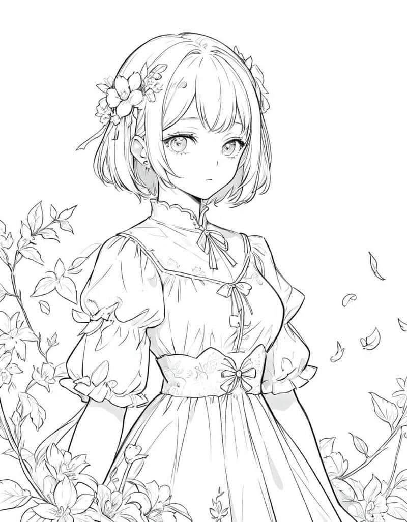 ảnh tô màu anime đẹp xinh