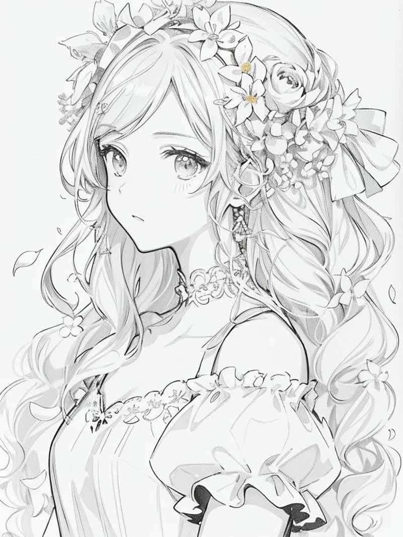 ảnh tô màu anime xinh đẹp tranh