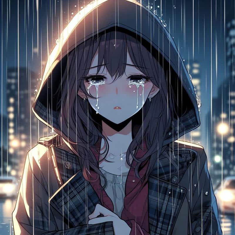 anime khóc dưới mưa