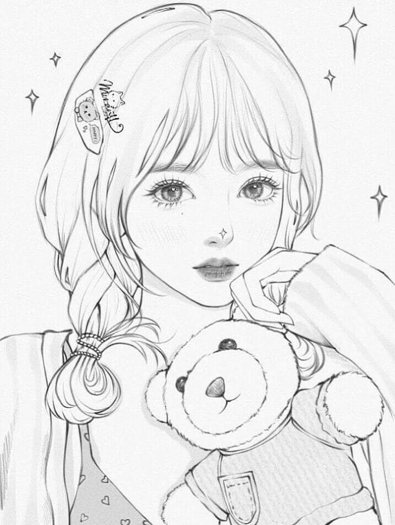 tranh vẽ anime đẹp gái