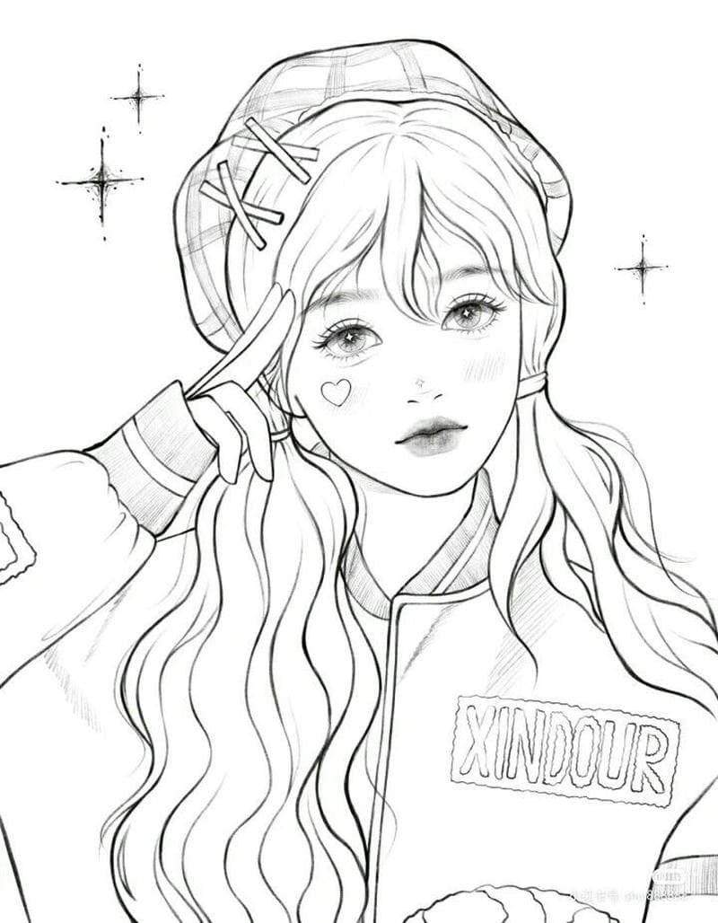 tranh vẽ anime gái xinh