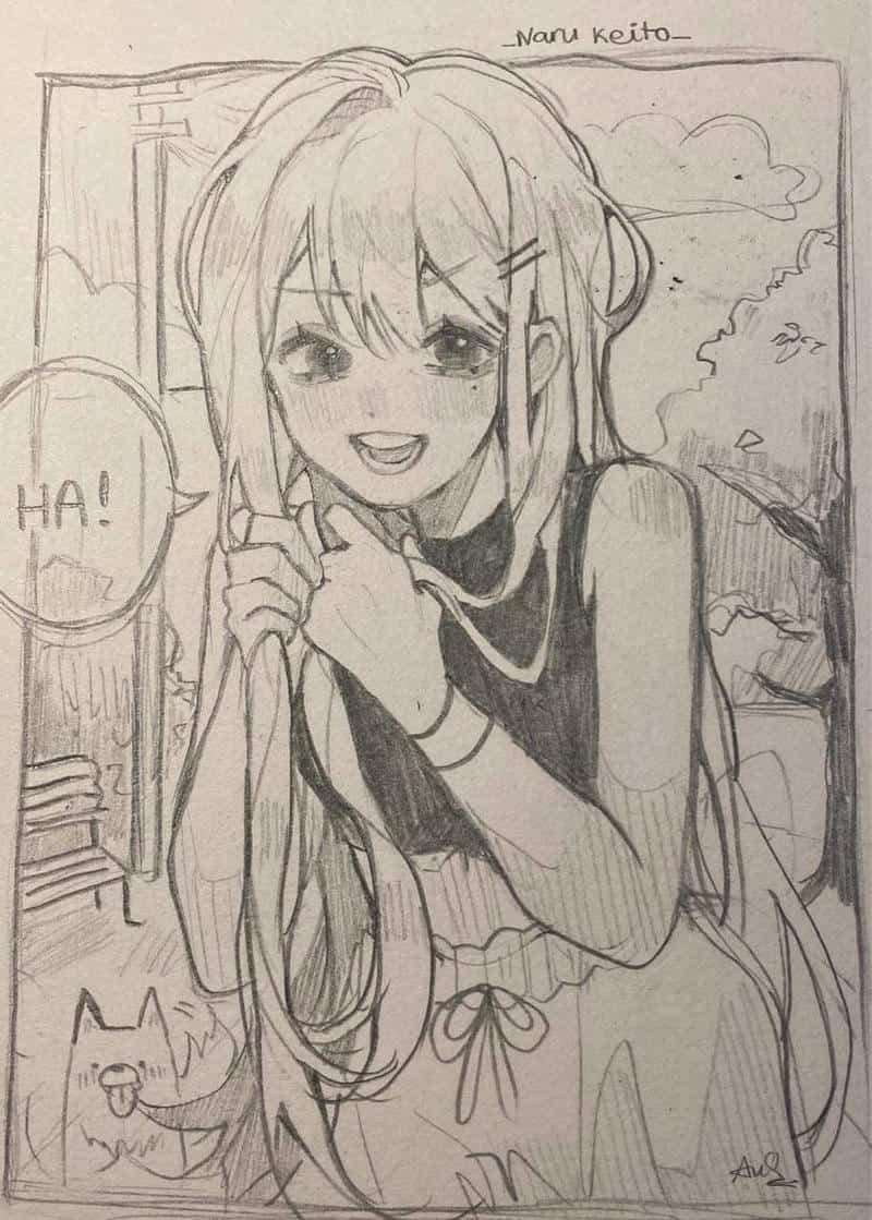 tranh vẽ anime gái