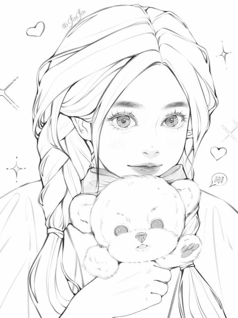 tranh vẽ anime gấu