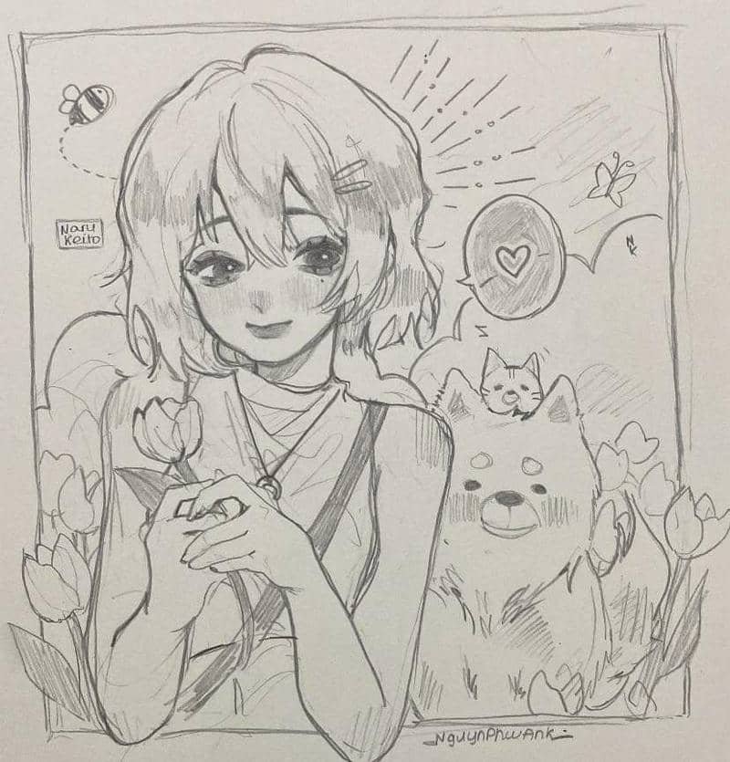 tranh vẽ anime nữ